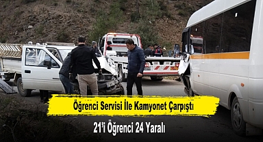 Öğrenci Servisi İle Kamyonet Çarpıştı: 21’i Öğrenci 24 Yaralı