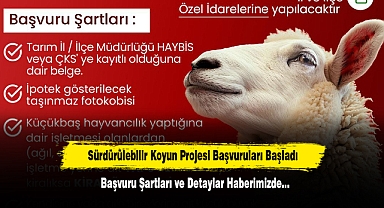 Sürdürülebilir Koyun Projesi Başvuruları Başladı