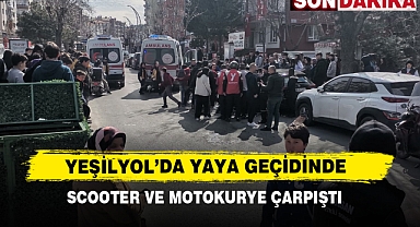 Yeşilyol Yaya Geçidinde Scooter Ve Motokurye Çarpıştı