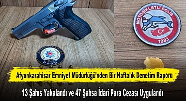 Afyonkarahisar Emniyet Müdürlüğü’nden Bir Haftalık Denetim Raporu