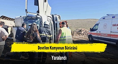 Devrilen Kamyonun Sürücüsü Yaralandı