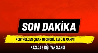 Kontrolden Çıkan Otomobil Refüje Çarptı Kazada 5 Kişi Yaralandı