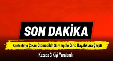 Kontrolden Çıkan Otomobilde Şarampole Girip Kayalıklara Çarptı