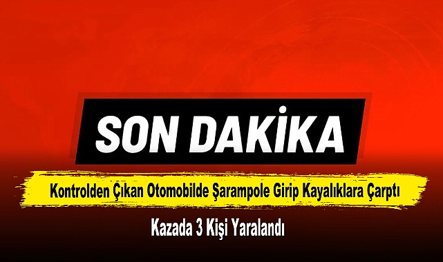 Kontrolden Çıkan Otomobilde Şarampole Girip Kayalıklara Çarptı