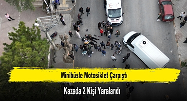 Minibüsle Motosiklet Çarpıştı 2 Kişi Yaralandı