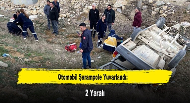 Otomobil Şarampole Yuvarlandı: 2 Yaralı