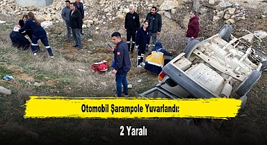 Otomobil Şarampole Yuvarlandı: 2 Yaralı