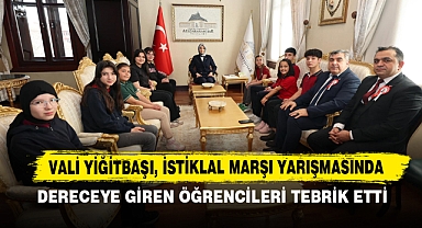 Vali Yiğitbaşı, İstiklal Marşı Yarışmasında Dereceye Giren Öğrencileri Tebrik Etti