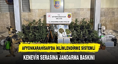 AFYONKARAHİSAR’DA İKLİMLENDİRME SİSTEMLİ KENEVİR SERASINA JANDARMA BASKINI