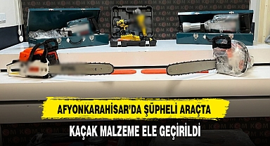 AFYONKARAHİSAR’DA ŞÜPHELİ ARAÇTA KAÇAK MALZEME ELE GEÇİRİLDİ