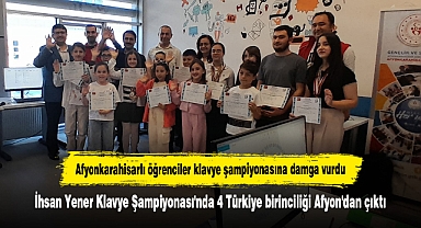 Afyonkarahisarlı öğrenciler klavye şampiyonasına damga vurdu: İhsan Yener Klavye Şampiyonası'nda 4 Türkiye birinciliği Afyon'dan çıktı