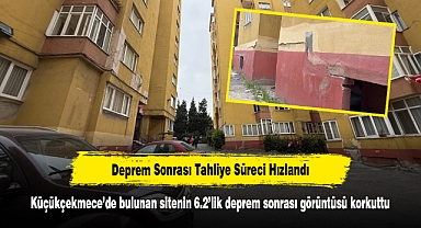 Deprem Sonrası Tahliye Süreci Hızlandı: Küçükçekmece'de bulunan sitenin 6.2'lik deprem sonrası görüntüsü korkuttu