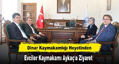 Dinar Kaymakamlığı Heyetinden Evciler Kaymakamı Aykaç'a Ziyaret