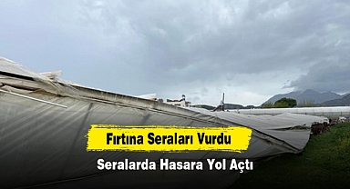 Fırtına seralara zarar verdi