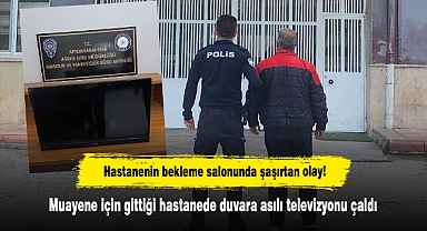 Hastanenin bekleme salonunda şaşırtan olay! Muayene için gittiği hastanede duvara asılı televizyonu çaldı