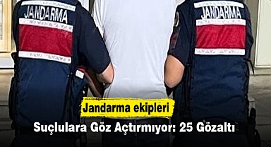Jandarma ekipleri suçlulara göz açtırmıyor: 25 gözaltı