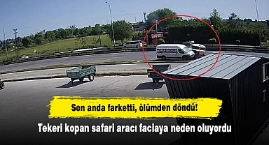 Son anda farketti, ölümden döndü!  Tekeri kopan safari aracı faciaya neden oluyordu