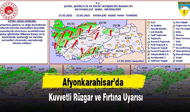 Afyonkarahisar’da Kuvvetli Rüzgar ve Fırtına Uyarısı