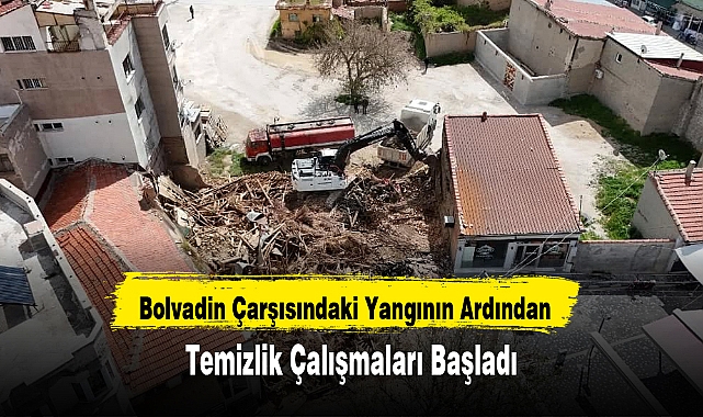 Bolvadin Çarşısındaki Yangının Ardından Temizlik Çalışmaları Başladı