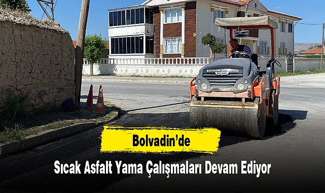 Bolvadin’de Sıcak Asfalt Yama Çalışmaları Devam Ediyor