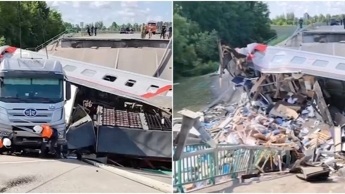 Rusya’da Facia: Otoyol Köprüsü Yolcu Treninin Üzerine Çöktü
