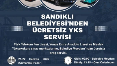 Sandıklı Belediyesi'nden YKS Öğrencilerine Ücretsiz Ulaşım Desteği
