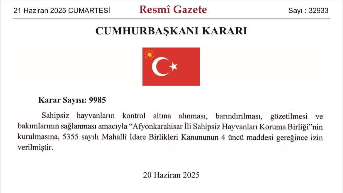 Afyonkarahisar'da Sahipsiz Hayvanları Koruma Birliği Kuruluyor