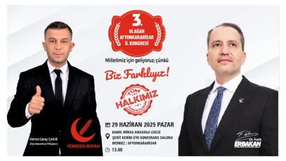 Yeniden Refah Partisi Afyonkarahisar 3. Olağan İl Kongresi Pazar Günü Yapılıyor
