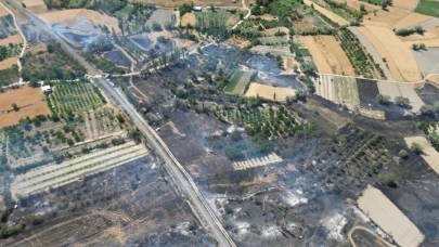 Eber Gölü Yanındaki Tarım Arazilerinde Yangın Çıktı