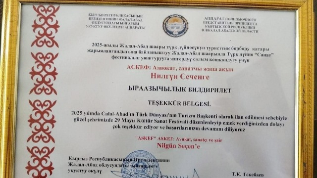 Kültür Ve Sanat Elçisi Nilgün Seçen’e Uluslararası Onur