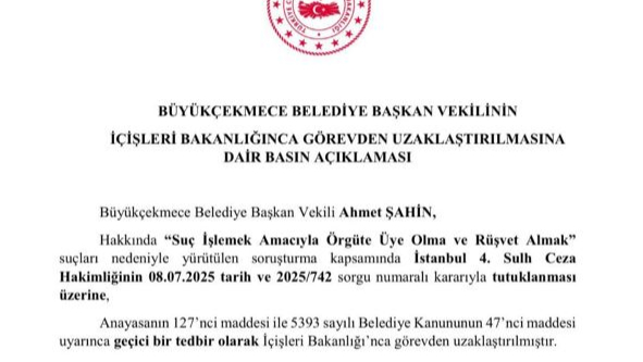 Adana ve Büyükçekmece’de Başkanlara Görevden Uzaklaştırma