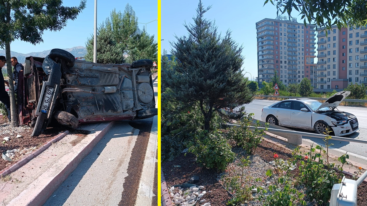 Afyonkarahisar Çevreyolu’nda Korkutan Kaza: Araçlar Orta Refüje Savruldu