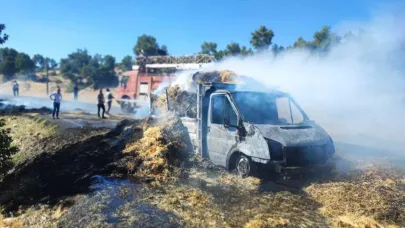 Yanan Saman Kamyonundaki Çift Ağır Yaralandı