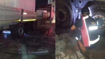 Şuhut'ta Tır Yangını Büyümeden Söndürüldü