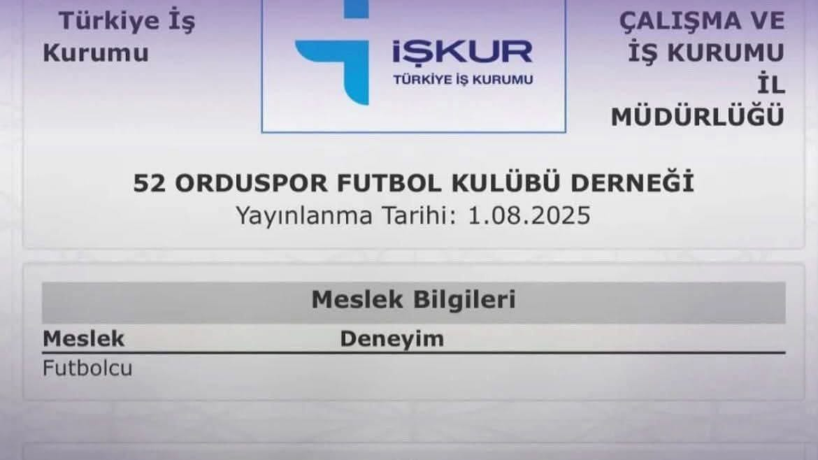 İşkur Üzerinden Futbolcu İlanı Verildi
