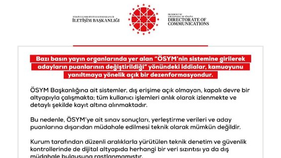 Dezenformasyonla Mücadele Merkezi'nden ÖSYM Açıklaması!