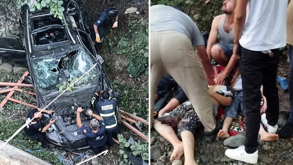 12 yaşındaki çocuğun kullandığı otomobil köprüden uçtu 1 Ölü, 3 Yaralı