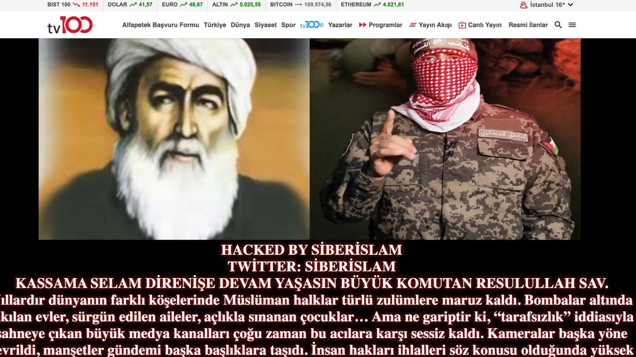Oda TV, Haber Global, Aydınlık, Tv100 ve CNBC-E Hacklendi