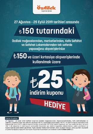 “Okula dönüş” alışverişlerinde Özdilek’ten 25 TL hediye çeki