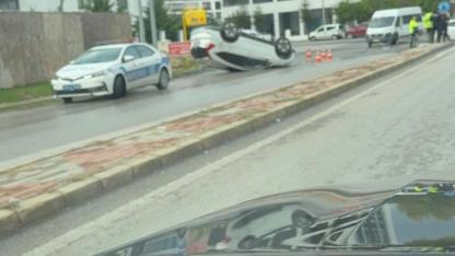 Afyonkarahisar’da Selçuklu Mahallesi'nde Bir Araç Ters Döndü