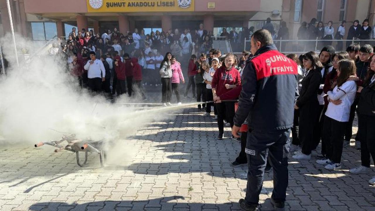 Şuhut Belediyesi İtfaiyesinden Öğrencilere Anlamlı Tatbikat