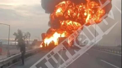 Mazot Tankeri Seyir Halinde Yandı