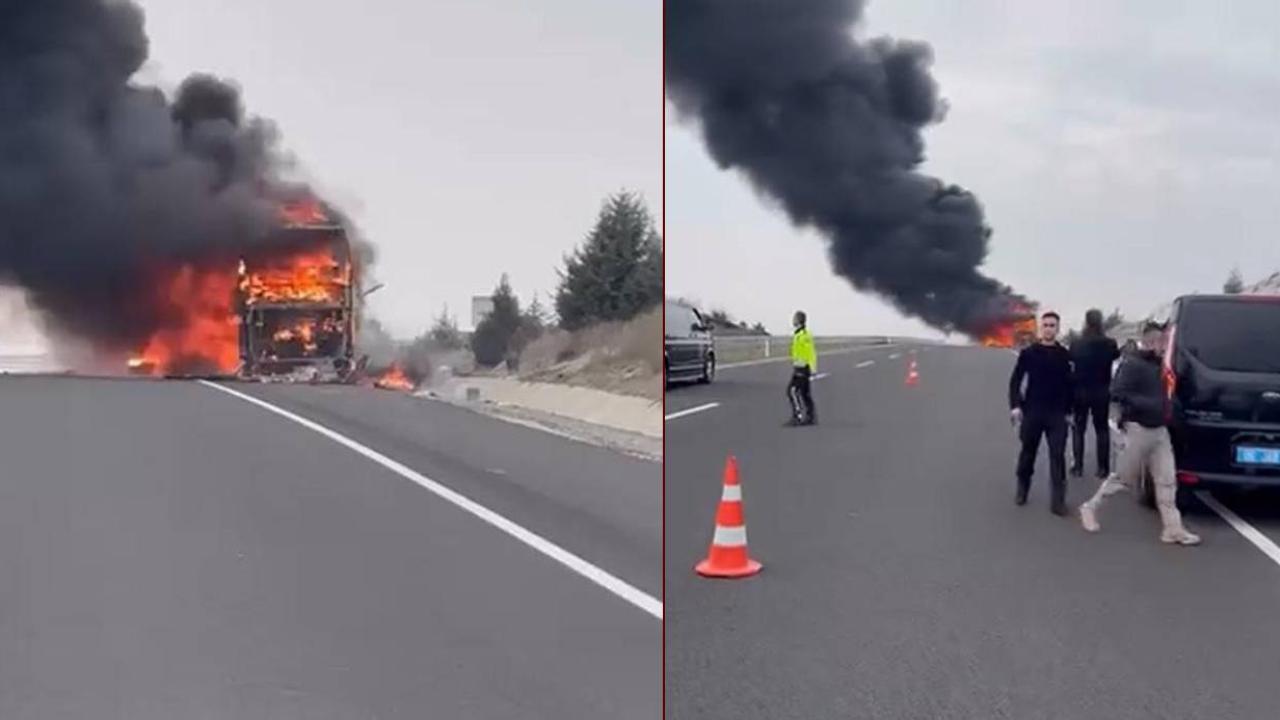 Seyir Halindeyken Yanan Yolcu Otobüsünde Can Pazarı, Yolcular Son Anda Kurtarıldı