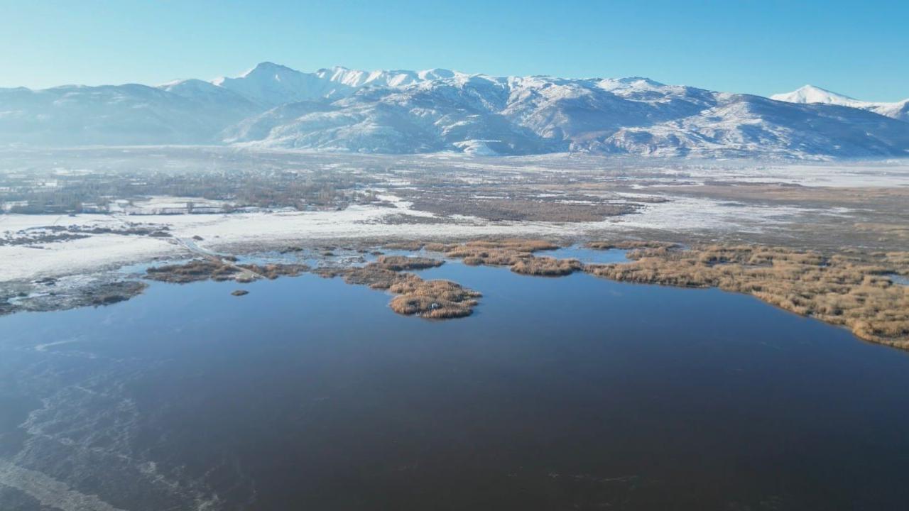 Soğuk Hava Eber Gölü’nü Vurdu: Gölün Bir Bölümü Dondu