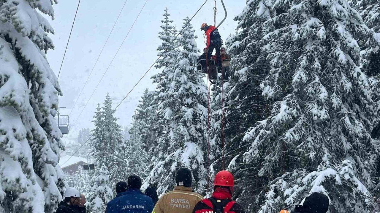 Uludağ’da Telesiyej Arızası: Mahsur Kalan Tüm Tatilciler Kurtarıldı
