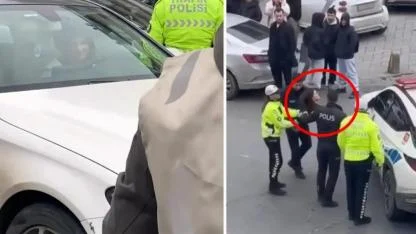 Beşiktaş’ta Kadın Sürücü Trafiği Kilitledi Polis Aracını Tekmeledi