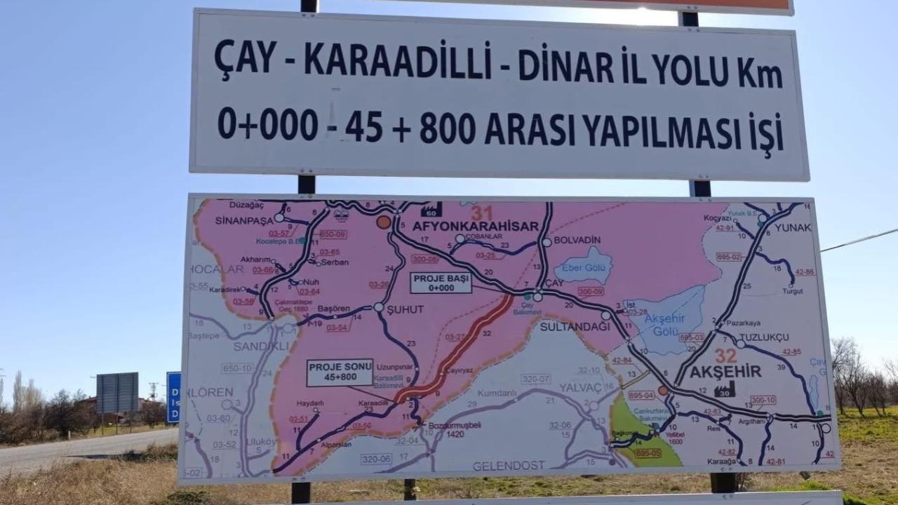 Çay-Karaadilli-Dinar Hattına Modern Dokunuş: Yol Yapım Çalışmaları Devam Ediyor