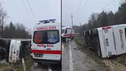 Göç İdaresi Otobüsü Yan Yattı: Yağmur Kazayı Getirdi, 3'ü Polis 4 Yaralı!