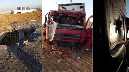 Hataylı tır şoförü Hüseyin Fırat’a mezar olan tır görüntülendi