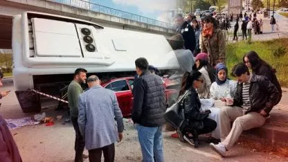 Bartın’da Feci Kaza: Halk Otobüsü Otomobilin Üzerine Devrildi